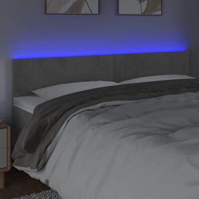 vidaXL LED Headboard Light Gray 78.7"x2"x30.7"/34.6" Velvet