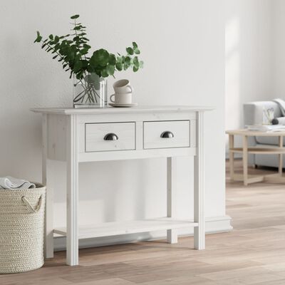 vidaXL Console Table BODO White 35.8"x13.8"x29.1" Solid Wood Pine