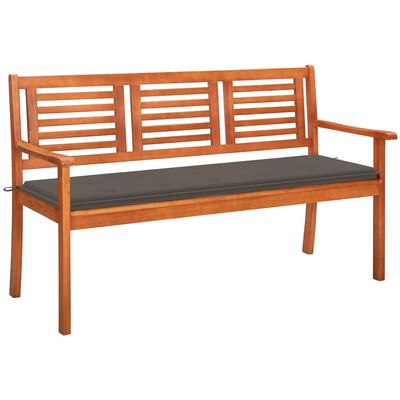 vidaXL 3-Seater Patio Bench with Cushion 23.3" Solid Eucalyptus Wood