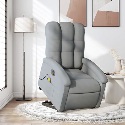 vidaXL Electric Stand up Massage Recliner Chair Light Gray Fabric