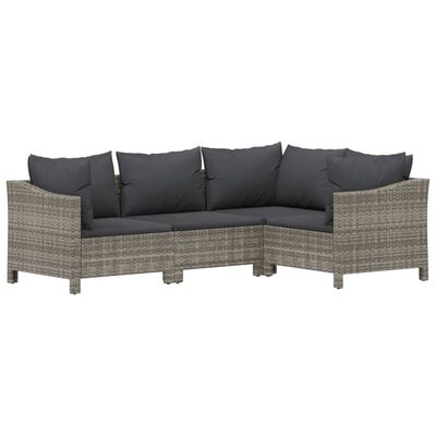 vidaXL 9 Piece Patio Lounge Set with Cushions Gray Poly Rattan