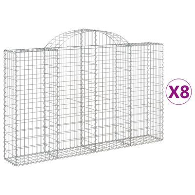 vidaXL Arched Gabion Baskets 8 pcs 78.7"x11.8"x47.2"/55.1" Galvanized Iron