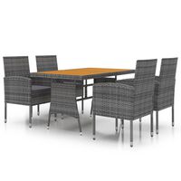 vidaXL 5 Piece Patio Dining Set Poly Rattan Gray