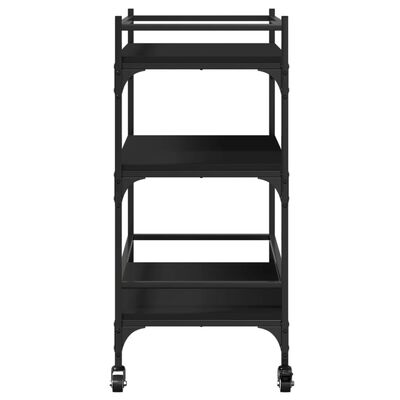 vidaXL Kitchen Trolley Black 25.6"x15.7"x34.1" Engineered Wood