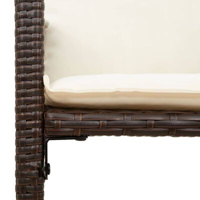 vidaXL Patio Bar Stools with Cushions 2 pcs Brown Poly Rattan