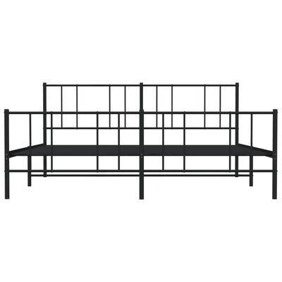 vidaXL Metal Bed Frame without Mattress with Footboard Black 76"x79.9"