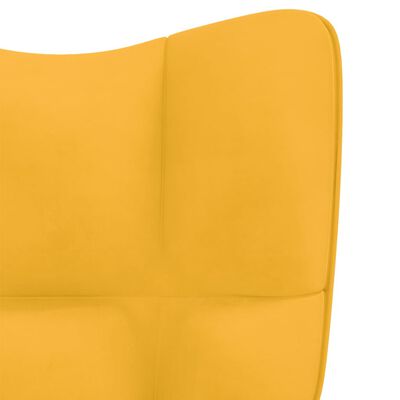 vidaXL Rocking Chair with a Stool Mustard Yellow Velvet