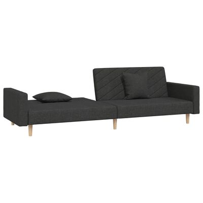 vidaXL 2-Seater Sofa Bed with Two Pillows Black Fabric