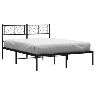 vidaXL Metal Bed Frame without Mattress with Headboard Black 59.1"x78.7"