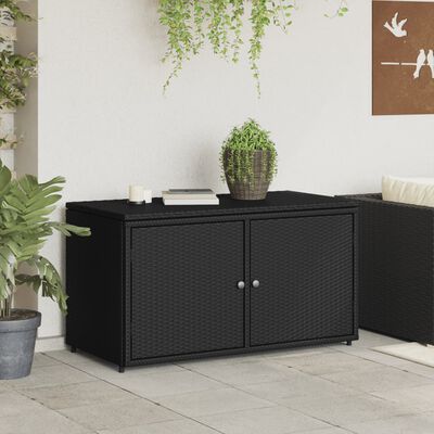 vidaXL Patio Storage Cabinet Black 43.3"x21.7"x23.8" Poly Rattan