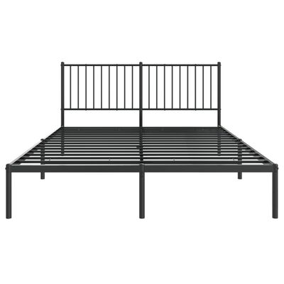 vidaXL Metal Bed Frame with Headboard Black 59.8"x78.7"