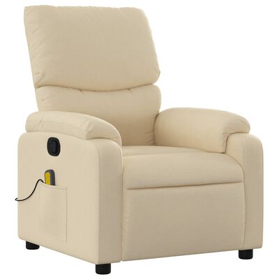 vidaXL Massage Recliner Chair Cream Fabric