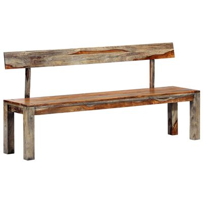 vidaXL Bench 63" Gray Solid Sheesham Wood