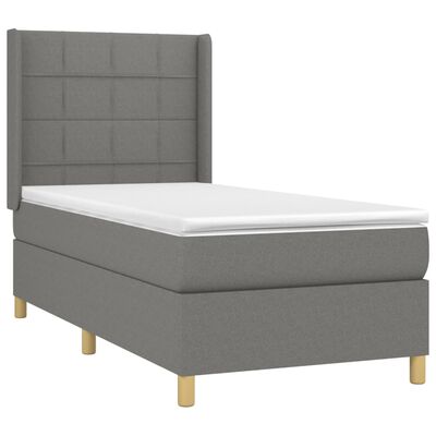 vidaXL Box Spring Bed with Mattress&LED Dark Gray Twin XL Fabric