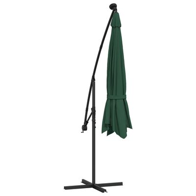 vidaXL Cantilever Umbrella with LED Lights and Metal Pole 137.8" Green