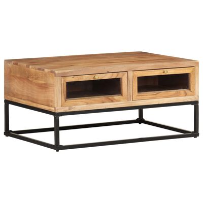 vidaXL Coffee Table 35.4"x23.6"x15.7" Solid Acacia Wood