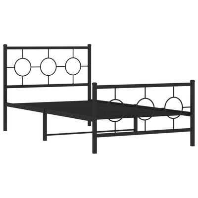 vidaXL Metal Bed Frame without Mattress with Footboard Black 39.4"x78.7"