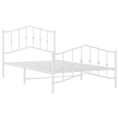 vidaXL Metal Bed Frame without Mattress with Footboard White 39.4"x78.7"