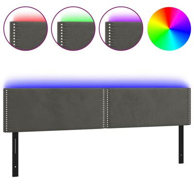 vidaXL LED Headboard Dark Gray 78.7"x2"x30.7"/34.6" Velvet