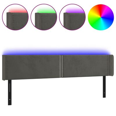 vidaXL LED Headboard Dark Gray 79.9"x6.3"x30.7"/34.6" Velvet