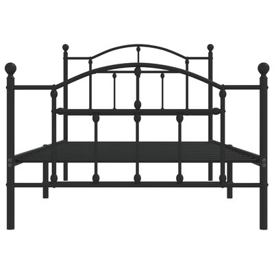 vidaXL Metal Bed Frame with Headboard and Footboard Black 39.4"x74.8" Twin