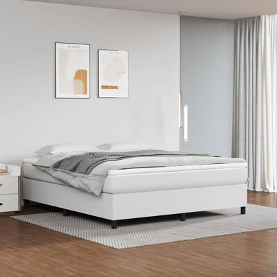 vidaXL Bed Frame without Mattress White King Faux Leather (US Only)