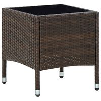 vidaXL Patio Table Brown 15.7"x15.7"x17.7" Poly Rattan