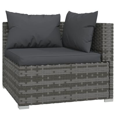 vidaXL 7 Piece Patio Lounge Set with Cushions Gray Poly Rattan