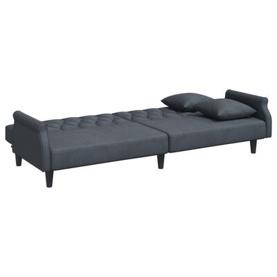 vidaXL 2-Seater Sofa Bed with Pillows and Footstool Dark Gray Velvet