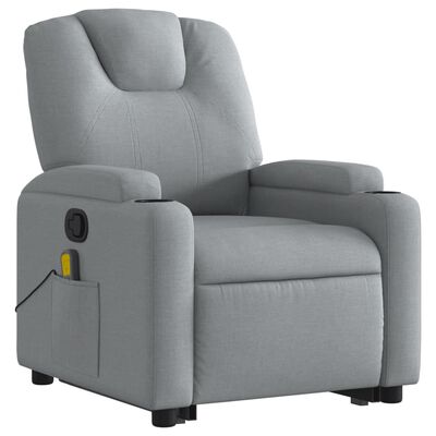 vidaXL Stand up Massage Recliner Chair Light Gray Fabric