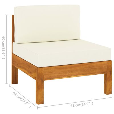 vidaXL 5 Piece Patio Lounge Set with Cream White Cushions Acacia Wood