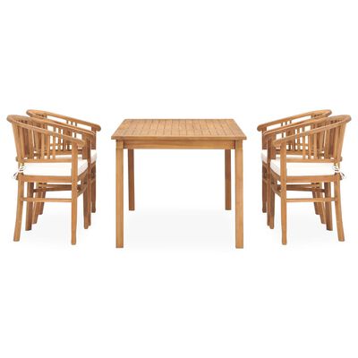 vidaXL 5 Piece Patio Dining Set with Cushions Solid Teak Wood