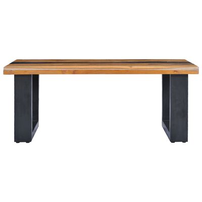 vidaXL Coffee Table 39.3"x19.6"x15.7" Solid Teak Wood and Polyresin