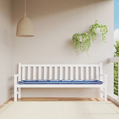 vidaXL Garden Bench Cushion Blue&White Stripe 78.7"x19.7"x2.8" Fabric