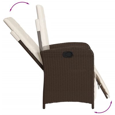 vidaXL Reclining Patio Chair with Footrest Brown Poly Rattan