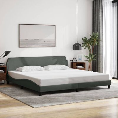 vidaXL Bed Frame with Headboard Dark Gray 76"x79.9" King Fabric