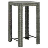 vidaXL Patio Bar Table Gray 23.8"x23.8"x43.5" Poly Rattan