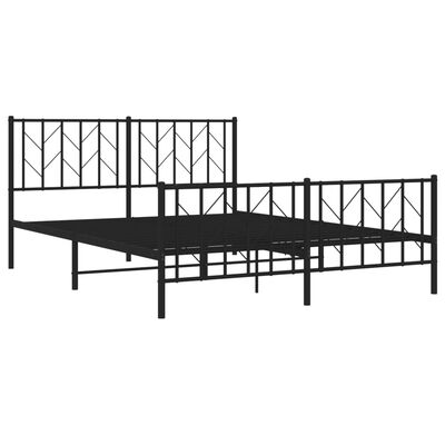 vidaXL Metal Bed Frame without Mattress with Footboard Black 59.1"x78.7"