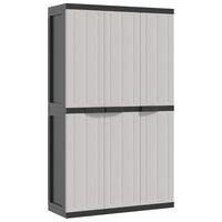 vidaXL Outdoor Storage Cabinet Gray and Black 38.2"x14.6"x65" PP