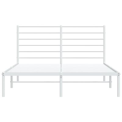 vidaXL Metal Bed Frame without Mattress with Headboard White 53.1"x74.8"