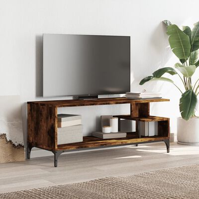 vidaXL TV Stand Smoked Oak 40.2"x15.7"x16.1" Engineered Wood and Powder-coated Steel