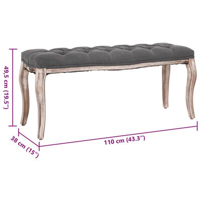 vidaXL Bench Linen Solid Wood 43.3" x 15" x 18.9" Dark Gray