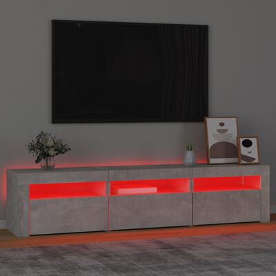 vidaXL TV Stand with LED Lights Concrete Gray 70.9"x13.8"x15.7"