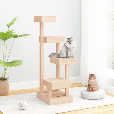 vidaXL Cat Tree 17.9"x19.3"x40.6" Solid Wood Pine