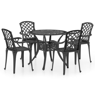 vidaXL 5 Piece Bistro Set Cast Aluminum Black