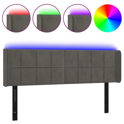 vidaXL LED Headboard Dark Gray 57.9"x6.3"x30.7"/34.6" Velvet