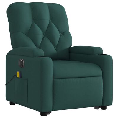 vidaXL Electric Stand up Massage Recliner Chair Dark Green Fabric