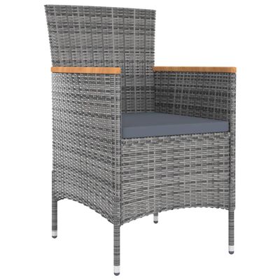 vidaXL 9 Piece Patio Dining Set with Cushions Poly Rattan Gray