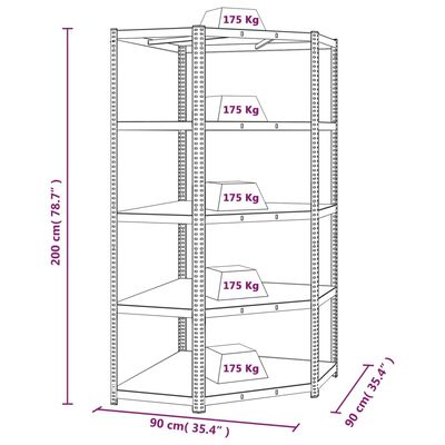 vidaXL 5-Layer Shelves 3 pcs Silver Steel&Engineered Wood