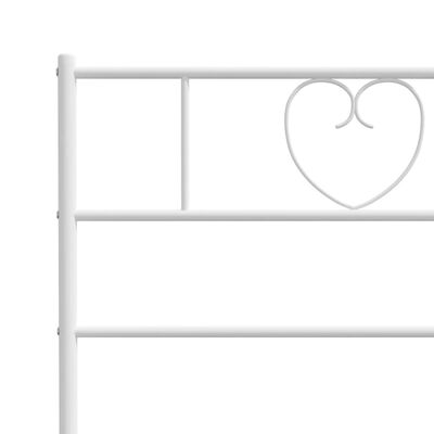 vidaXL Metal Bed Frame without Mattress with Headboard White 39.4"x74.8"